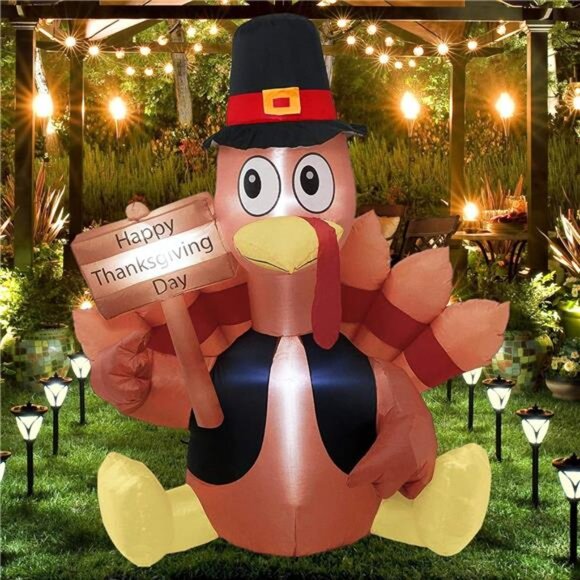 New‎ Thanksgiving Decoration Inflatable Turkey, 6FT Lighted Blow up Turkey - Picture 3 of 6